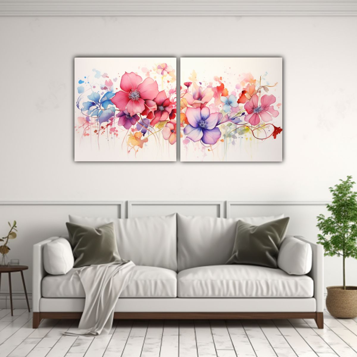 GENERICO - Cuadros De Flores Abstractas Acuarela Arte 60x30 Cm