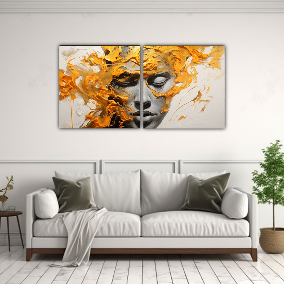 GENERICO - Pinturas De Decoración Con Contornos Faciales Y 80x40 Cm