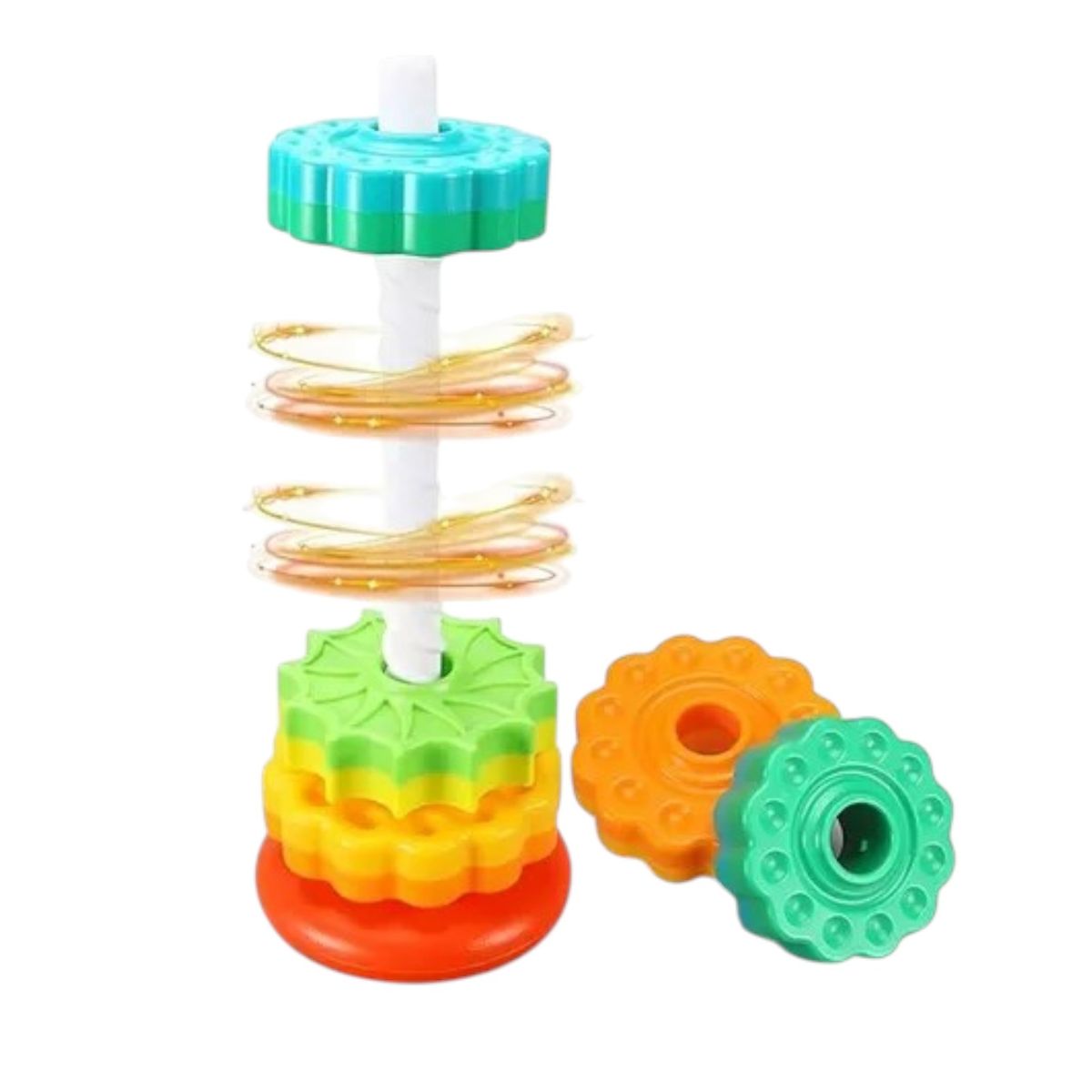 GENERICO - JUGUETE APILABLE TORRE GIRATORIA RAINBOW