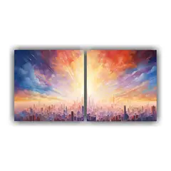 GENERICO - Pinturas Abstractas Dinámicas De Una Ciudad 80x40 Cm