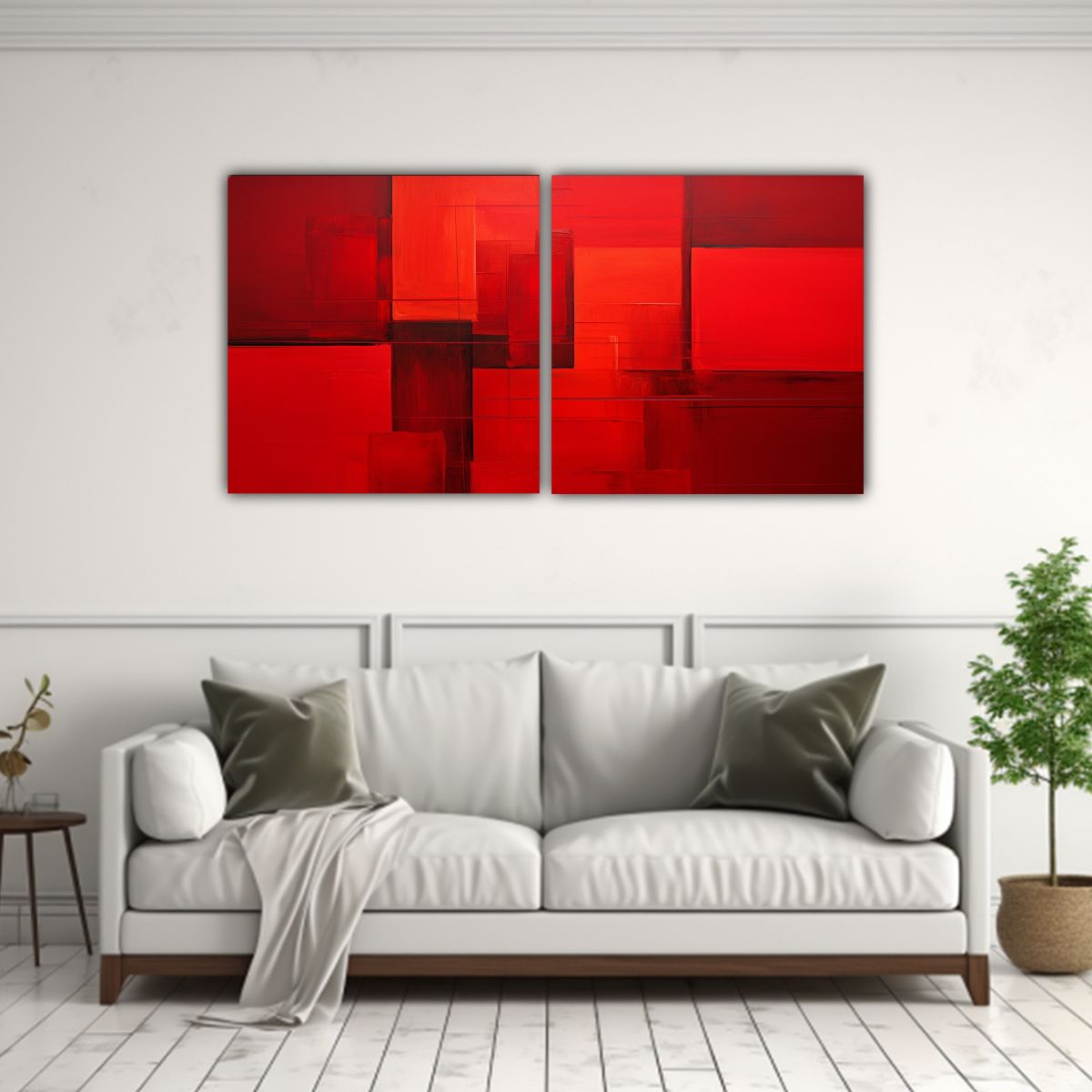 GENERICO - Cuadros Abstractos Minimalistas En Rojo 100x50 Cm