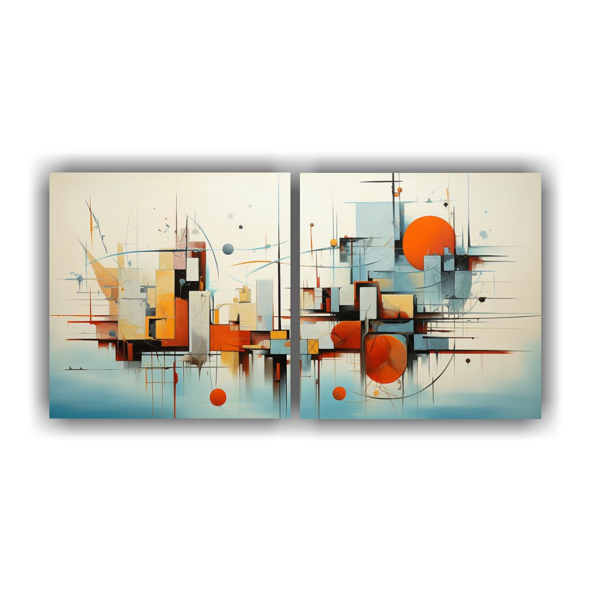 GENERICO - Cuadros Abstractos Modernos Dos Telas Estilo 60x30 Cm