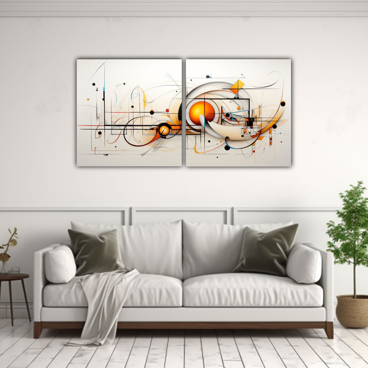 GENERICO - Cuadros Abstractos Lineales Con Inspiración 80x40 Cm
