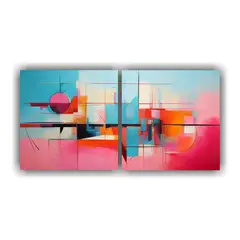 GENERICO - Conjunto De Cuadros Abstractos En Colores 80x40 Cm