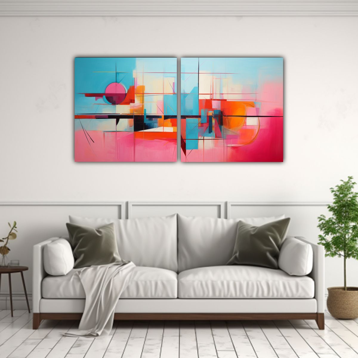 GENERICO - Conjunto De Cuadros Abstractos En Colores 80x40 Cm
