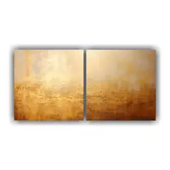 GENERICO - Cuadro Abstracto Dorado En Dos Lienzos De Tela 80x40 Cm