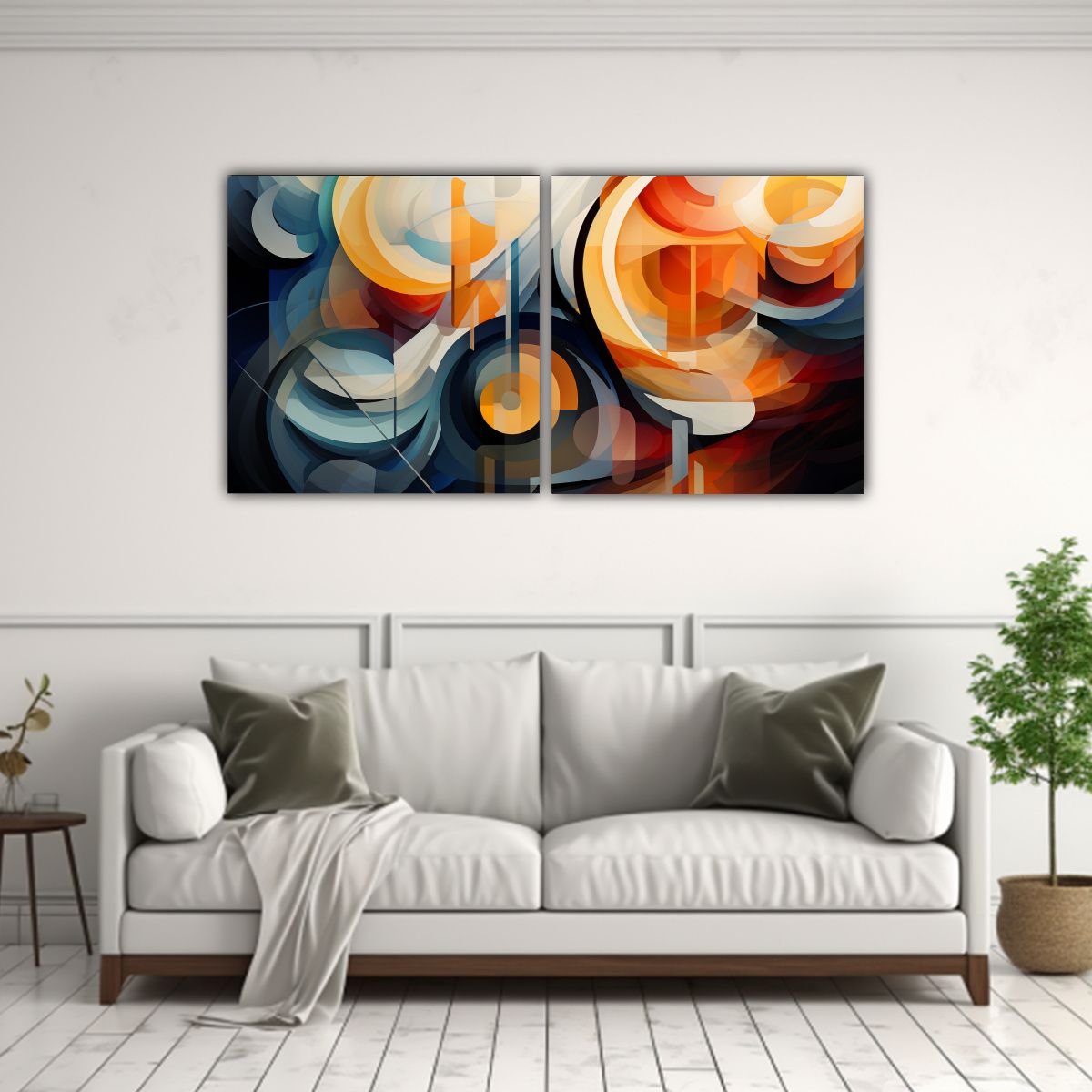 GENERICO - Lienzos Abstracción Armonía De Colores En Set 2 80x40 Cm