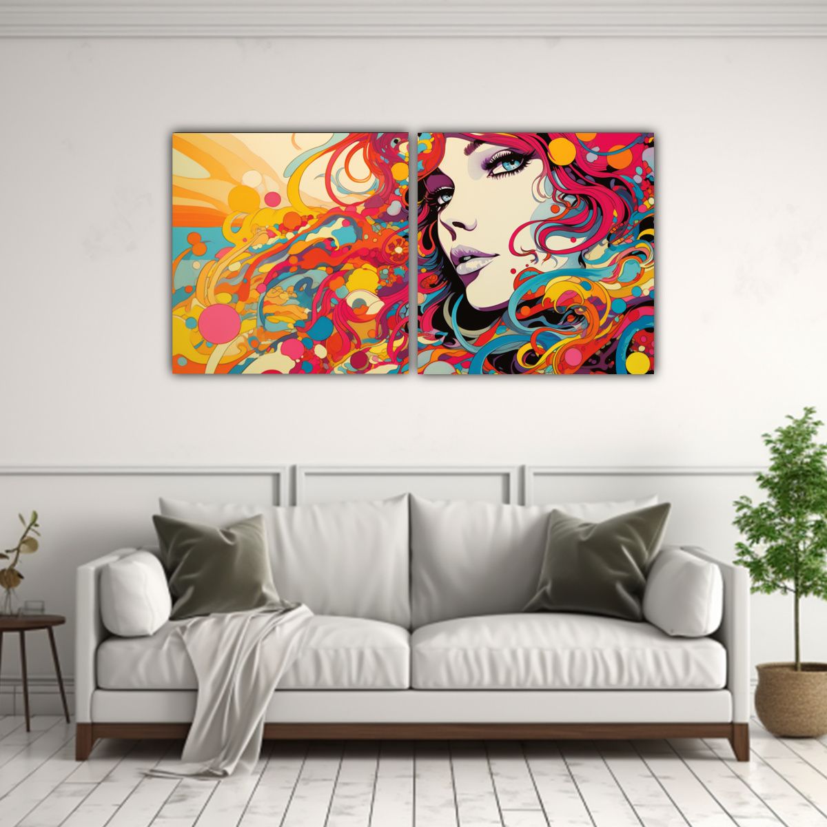 GENERICO - Pinturas De Decoración De Dos Lienzos De Tela 100x50 Cm