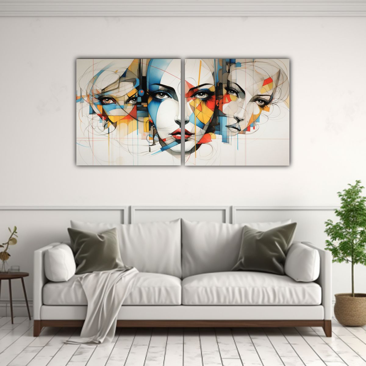 GENERICO - Cuadros Abstractos Originales Con Modernas Caras 80x40 Cm