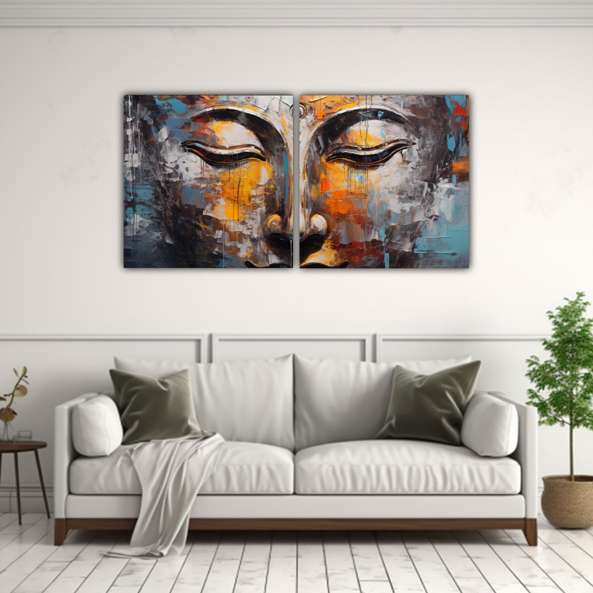 GENERICO - Cuadro Composición Expresividad Buddha En Estilo 80x40 Cm