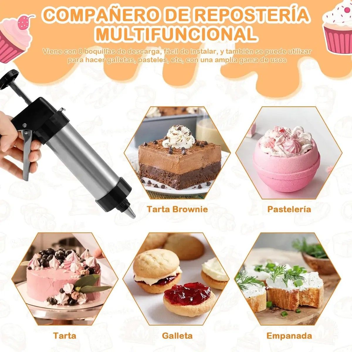 Máquina Para Churros Tradicionales Y Rellenos 8 Boquillas, marca KUANGYE - Foto 2