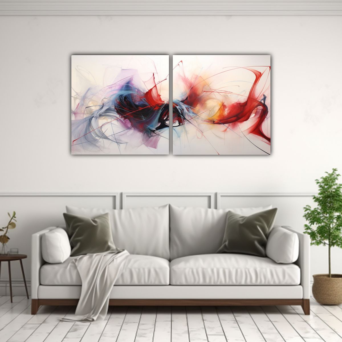 GENERICO - Lienzos Abstracto En Gama De Colores Pinceladas 80x40 Cm