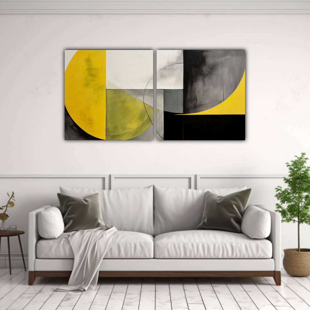 GENERICO - Pintura Decorativa Asimétrica En Negro Y 60x30 Cm