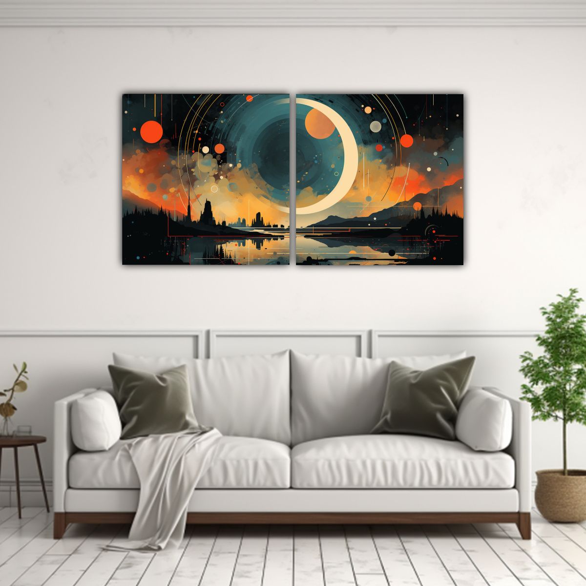 GENERICO - Cuadro De Dormitorio Con Círculo En Colores 100x50 Cm
