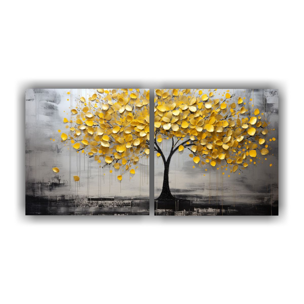 GENERICO - Dos Composiciones Tema Fantástico Árbol En 80x40 Cm