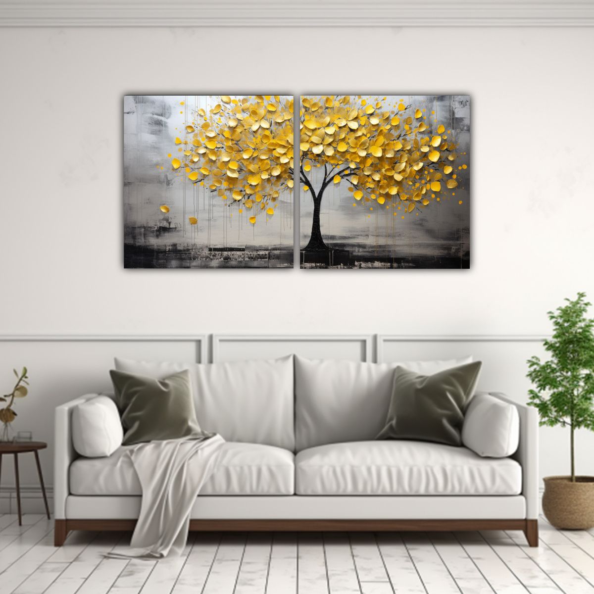 GENERICO - Dos Composiciones Tema Fantástico Árbol En 80x40 Cm
