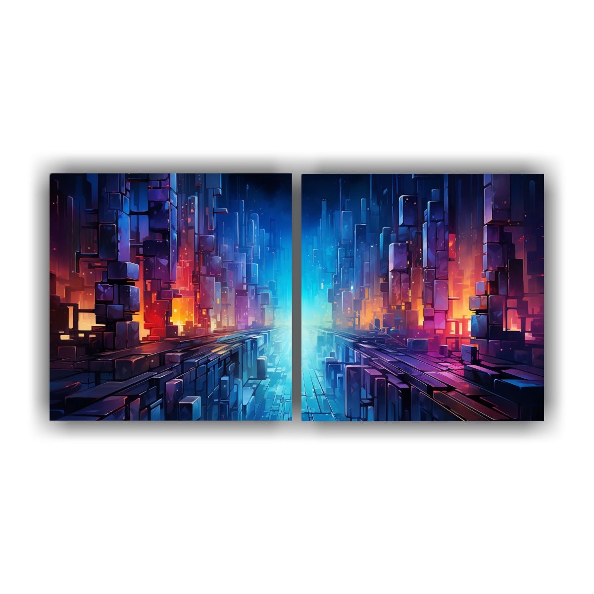 GENERICO - Dos Composiciones Abstractas Alegres Para 60x30 Cm