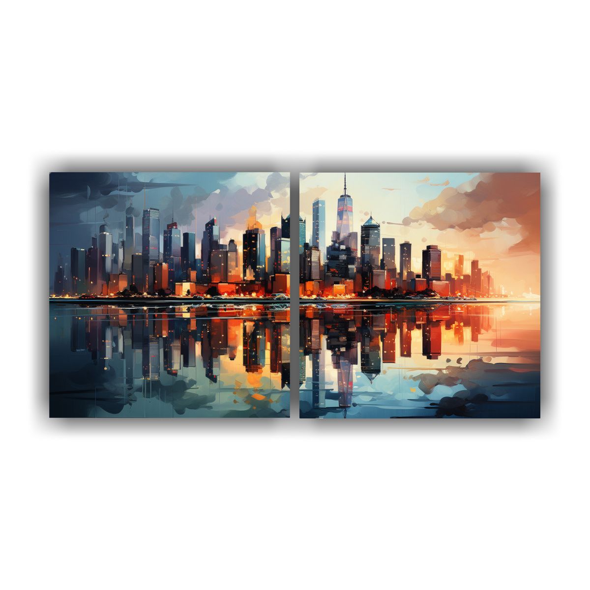 GENERICO - Pintura Abstracta De Edificios Junto Al Agua 80x40 Cm