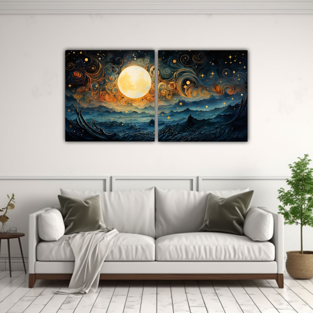 GENERICO - Pintura Abstracta De La Luna Creciente De Cerca 60x30 Cm