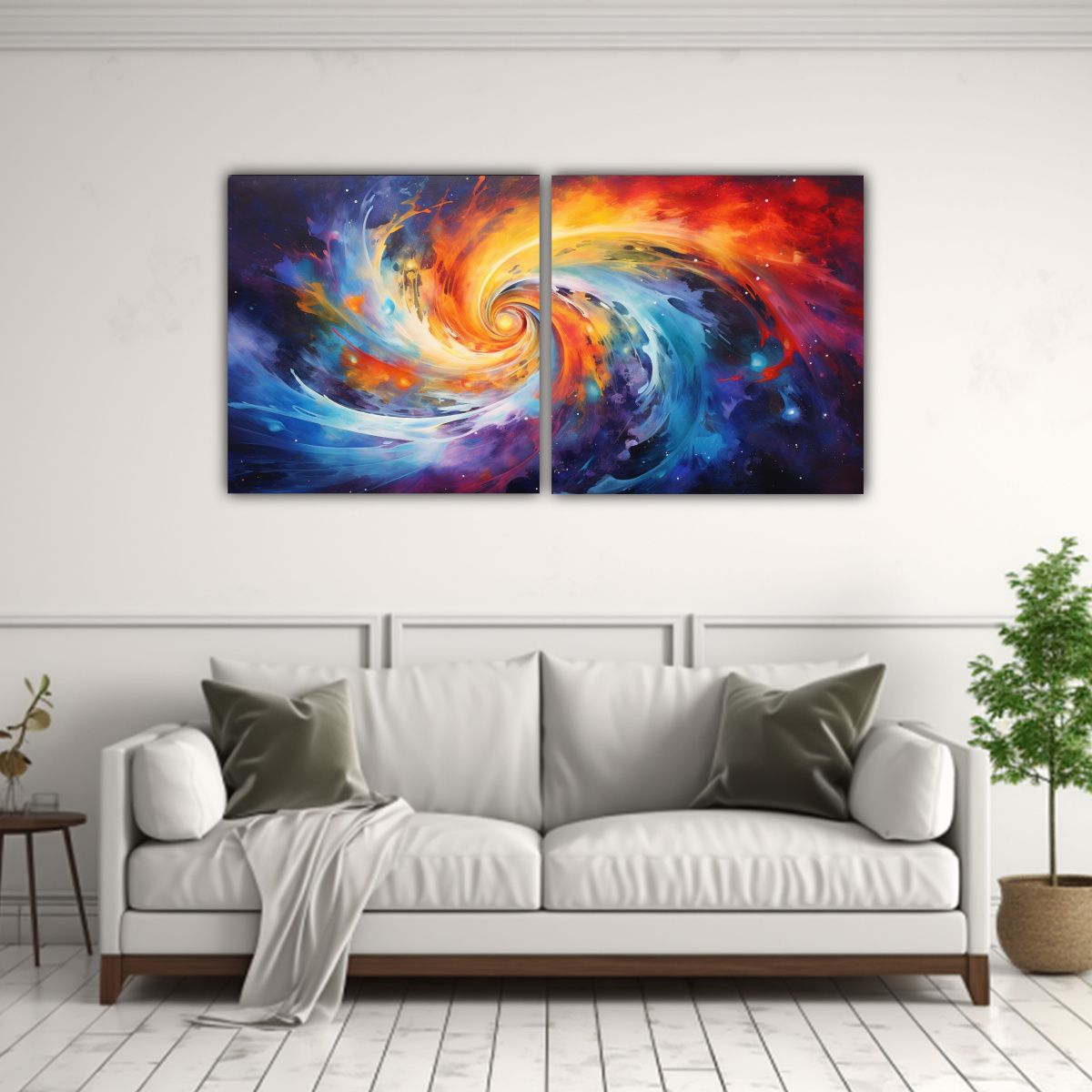 GENERICO - Díptico Horizontal Galaxias Abstractas Exclusivas 100x50 Cm