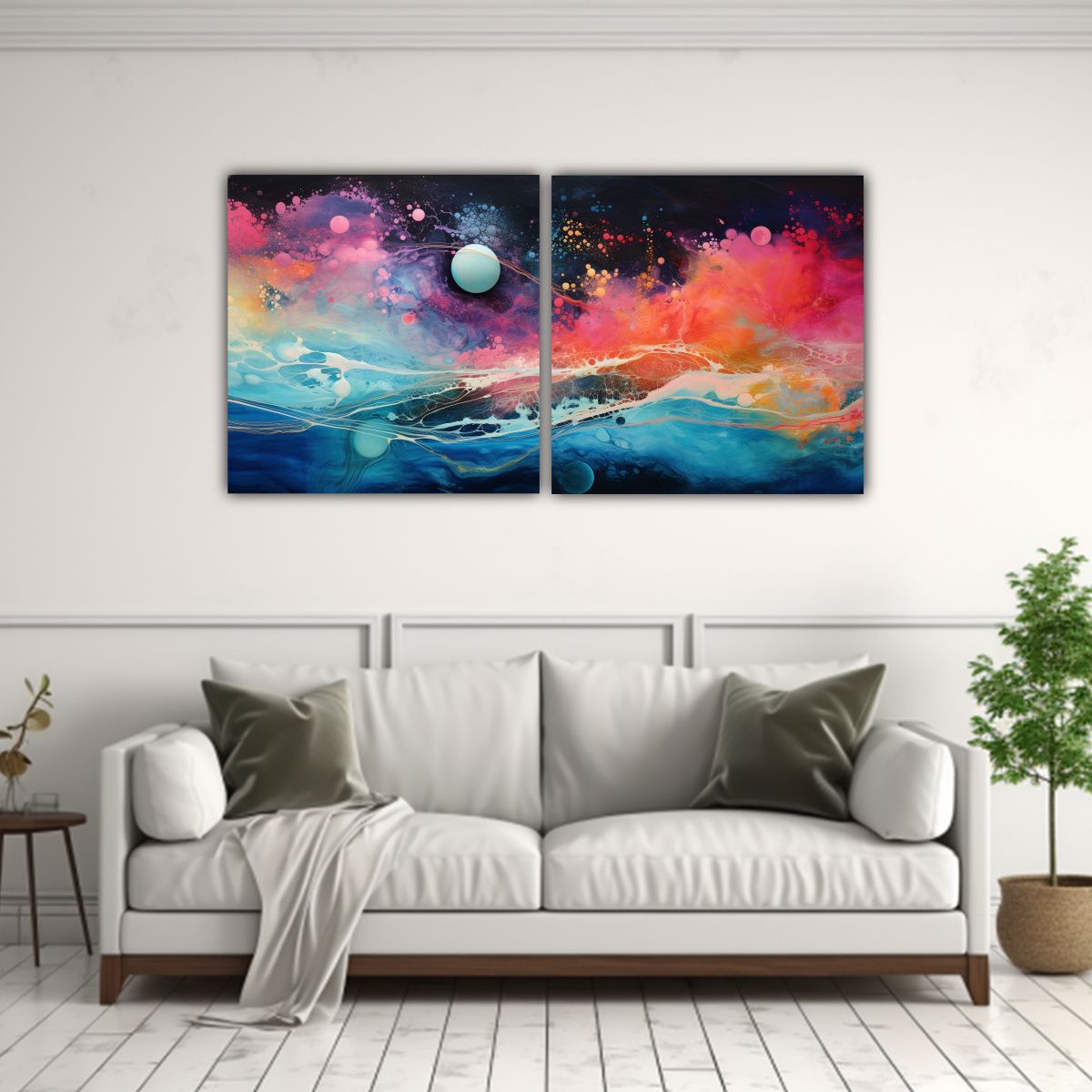 GENERICO - Dos Pinturas Decorativas De Tela Sublimada Para 80x40 Cm