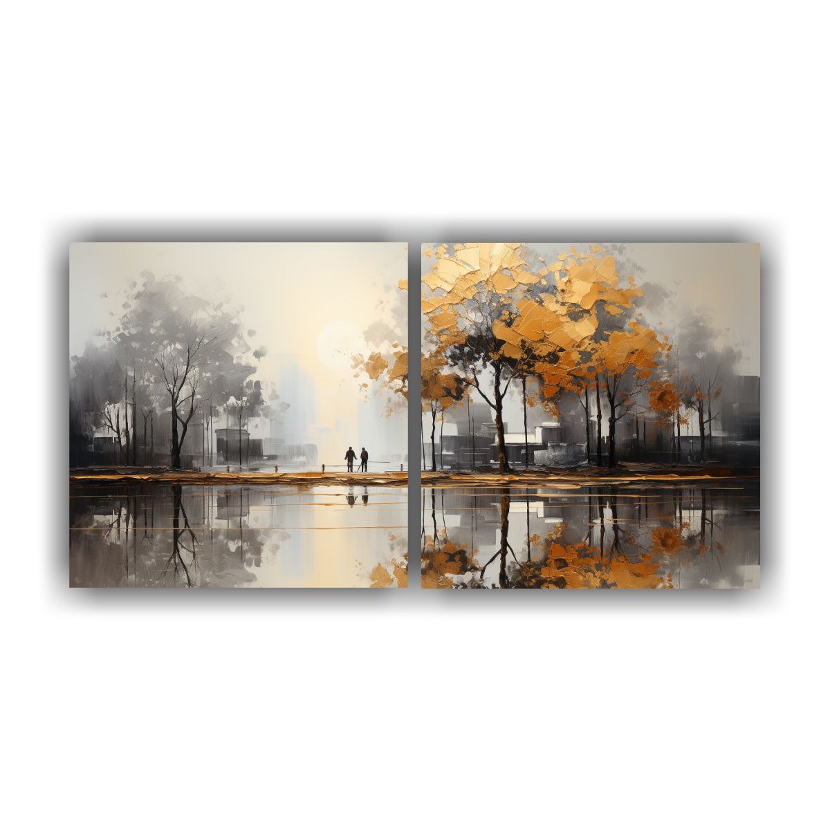 GENERICO - Dos Lienzos Tema Linda Pintura Abstracta De 60x30 Cm