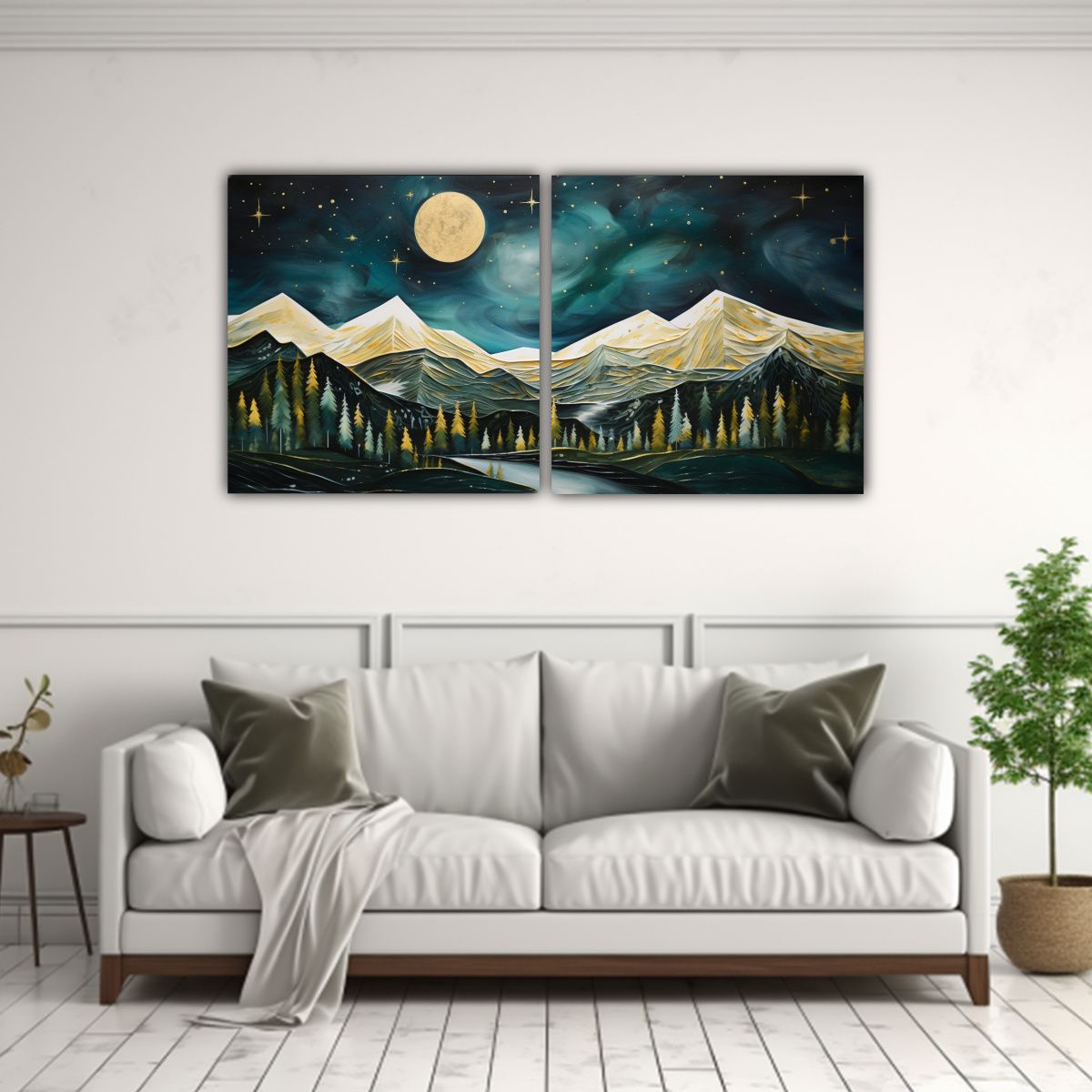 GENERICO - Cuadros Abstractos Paisaje De Montañas De 80x40 Cm