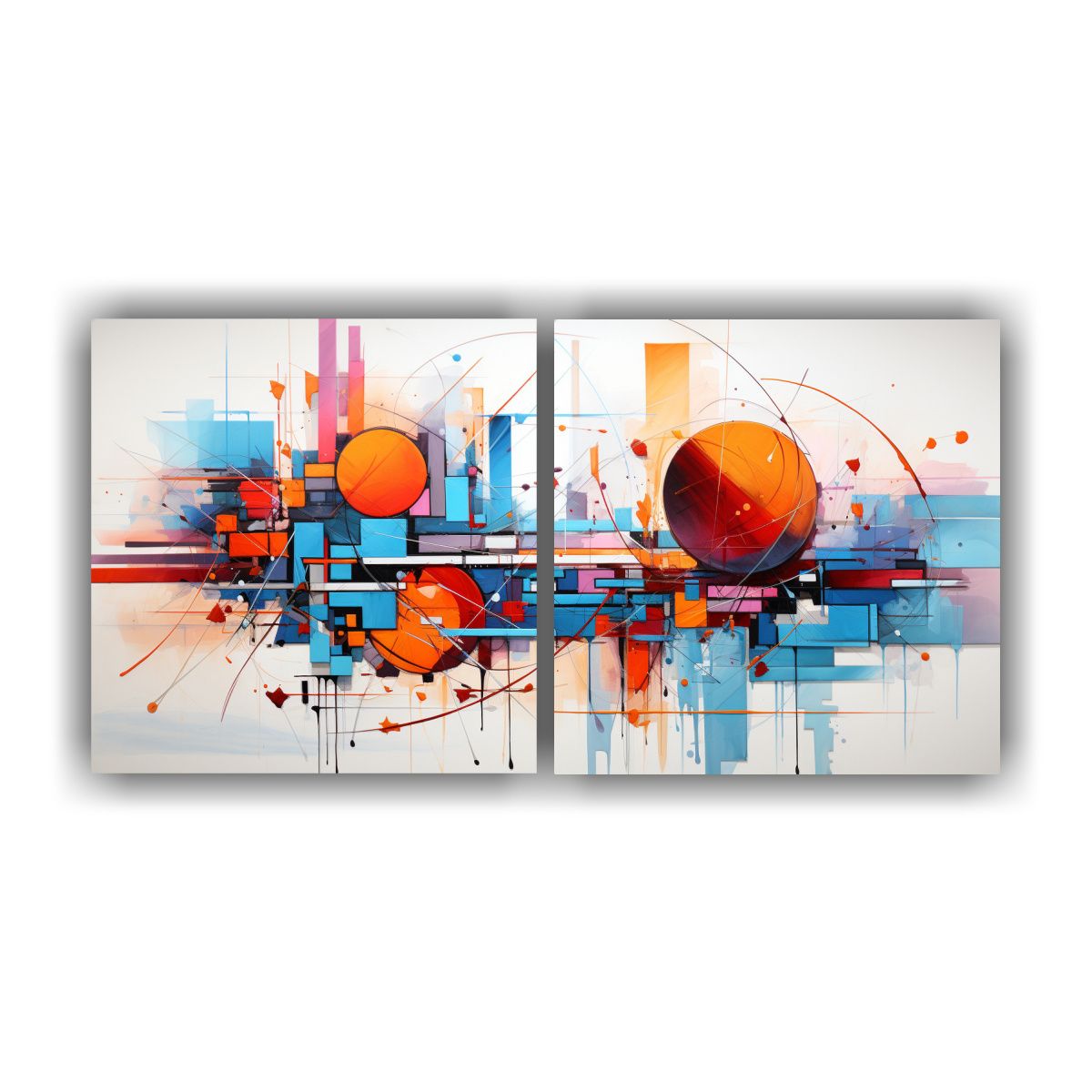 GENERICO - Cuadro Abstracto Composición Equilibrada 2 Set 60x30 Cm