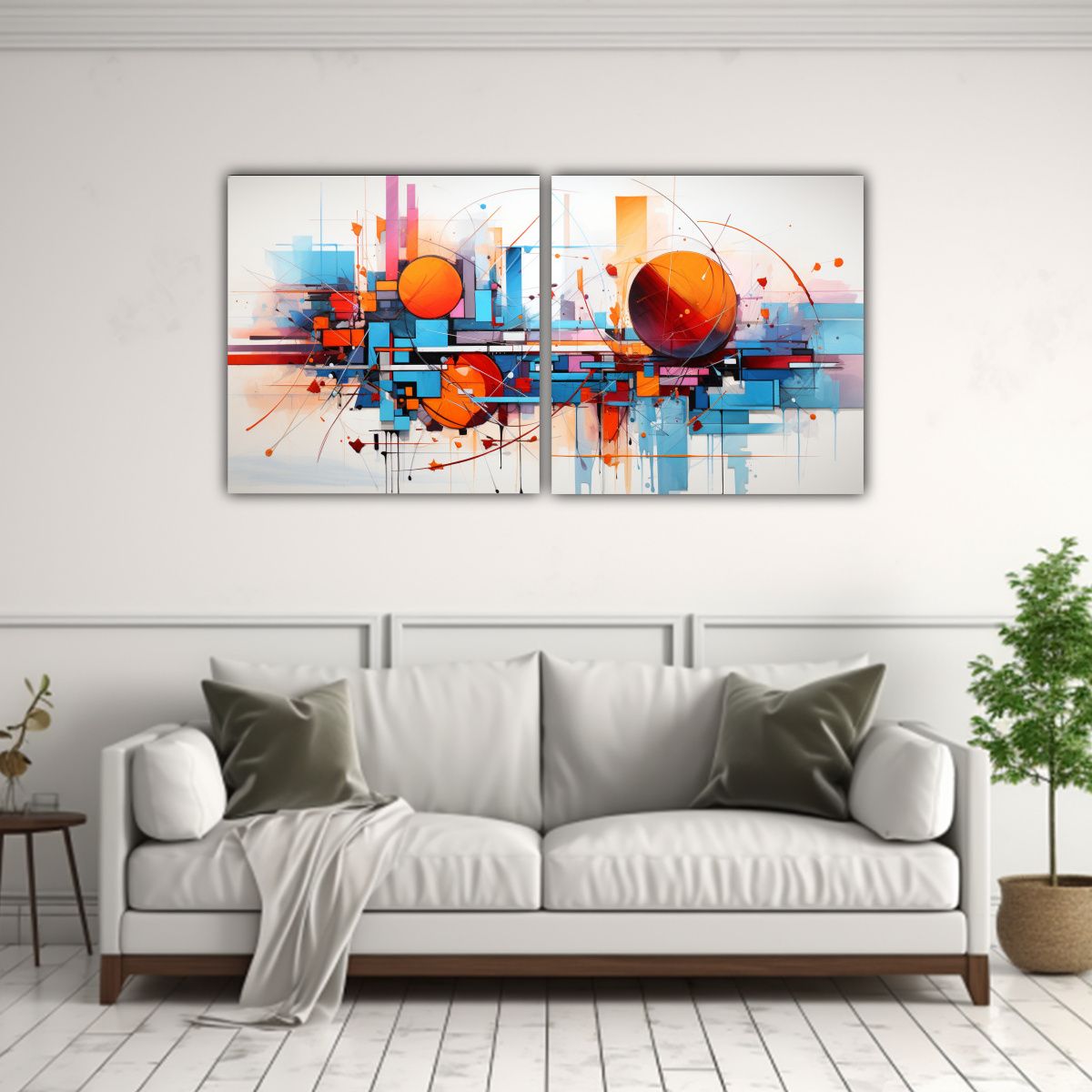 GENERICO - Cuadro Abstracto Composición Equilibrada 2 Set 60x30 Cm