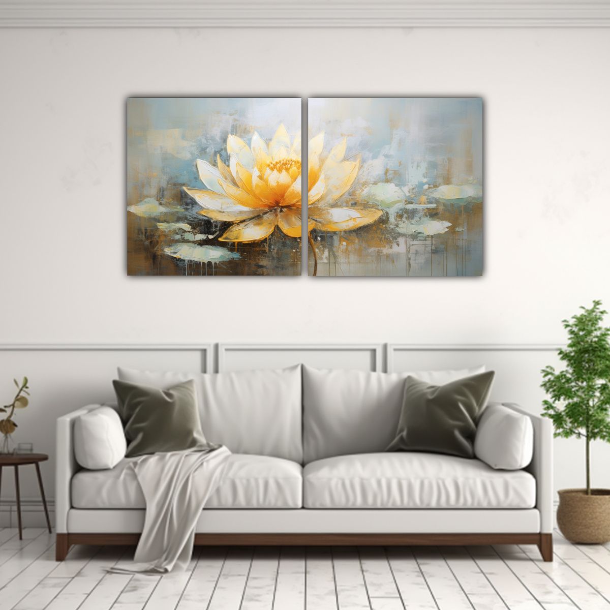GENERICO - Cuadro Calidos Interiores Estilo Pintura De Loto 80x40 Cm