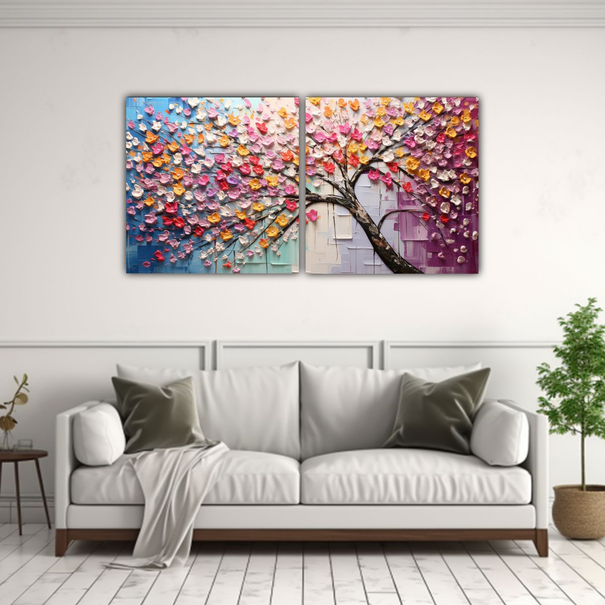 GENERICO - Pintura Arcoíris De Flores De Cerezo En Lienzo 100x50 Cm