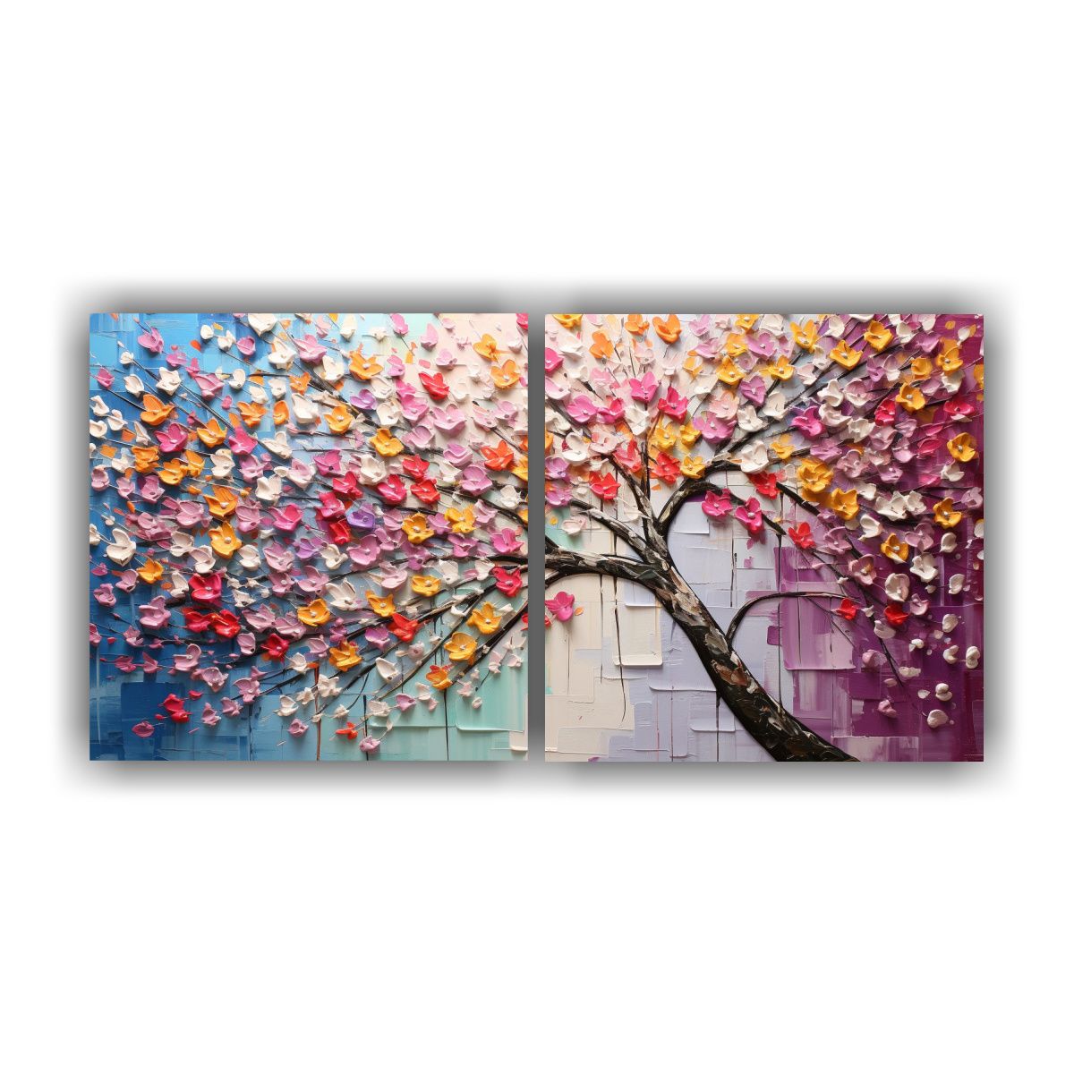 GENERICO - Pintura Arcoíris De Flores De Cerezo En Lienzo 80x40 Cm
