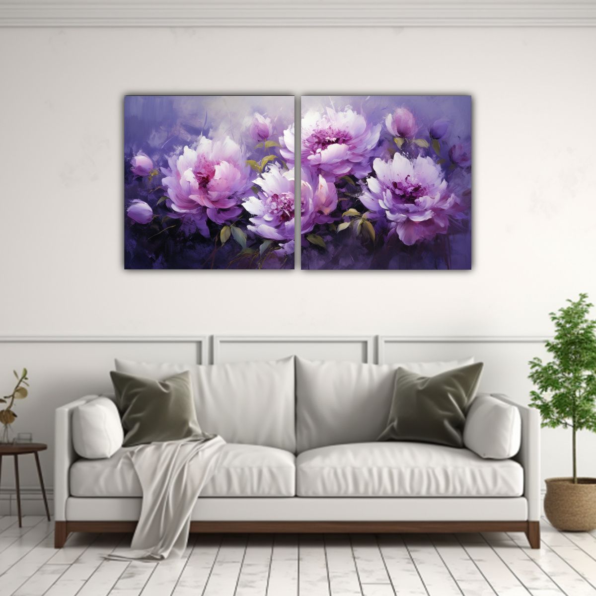 GENERICO - Lienzos Abstracto Clásico Purple PEONIES Pintura 80x40 Cm