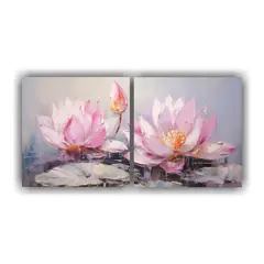 GENERICO - Pintura Lienzos Expresión De Loto Rosa En Estilo 60x30 Cm