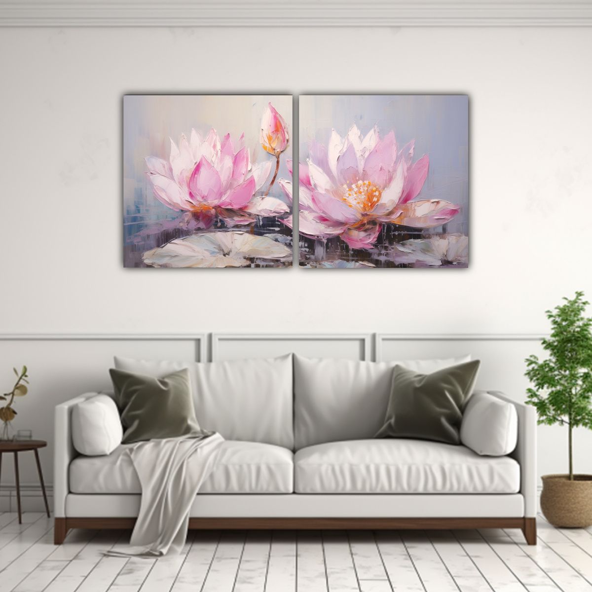 GENERICO - Pintura Lienzos Expresión De Loto Rosa En Estilo 60x30 Cm