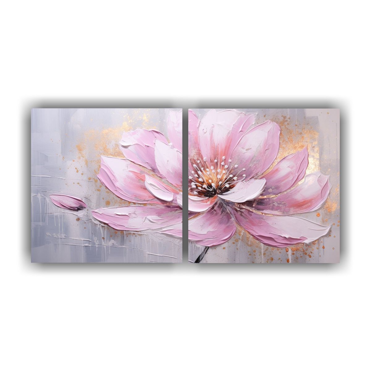 GENERICO - Pintura Abstracta De Flores Rosas En Lienzo Al 60x30 Cm