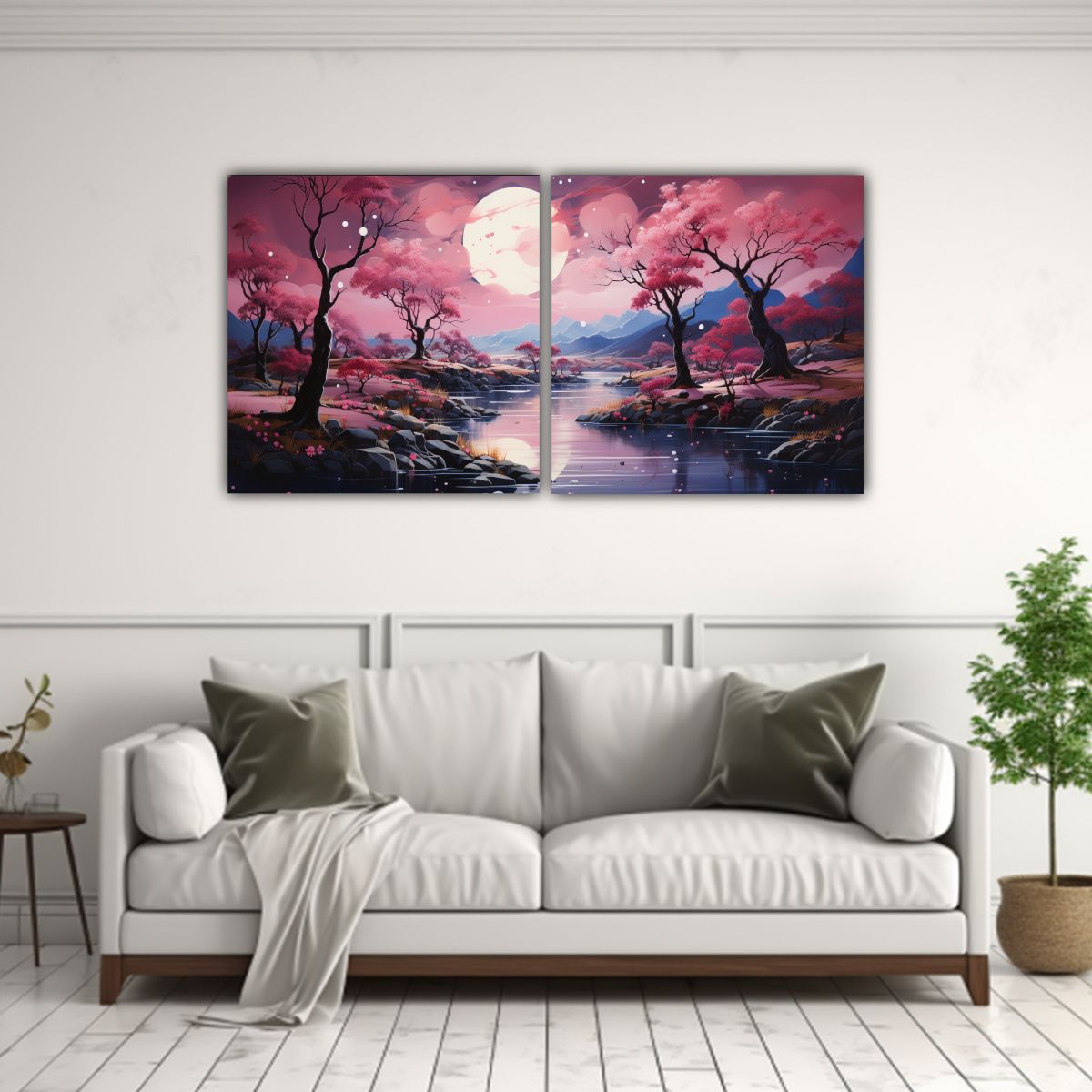 GENERICO - Pintura Con Luna Cerca De Las Montañas En 100x50 Cm