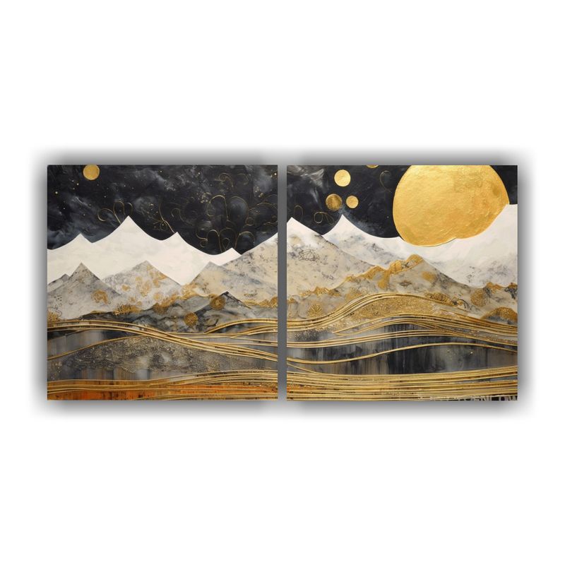 GENERICO - Pintura Con Luna Cerca De Montañas En Bastidor 60x30 Cm