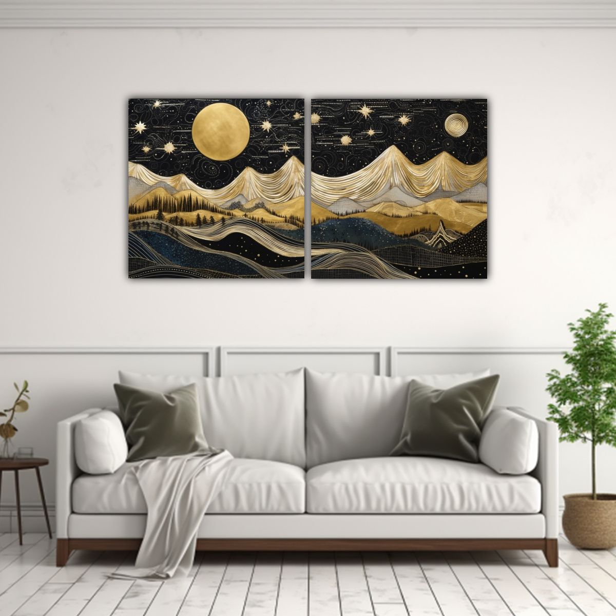GENERICO - Pintura Composiciones Tonos Hogar Con Luna Y 100x50 Cm