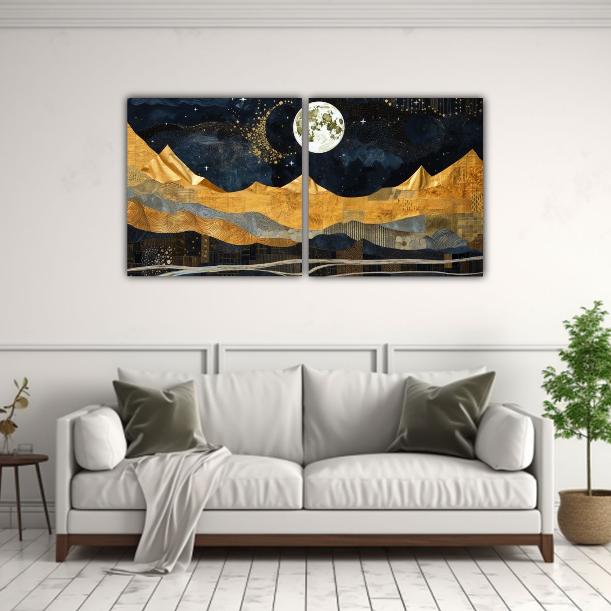 GENERICO - Cuadros Luna Montañas Paisaje Intenso 60x30 Cm