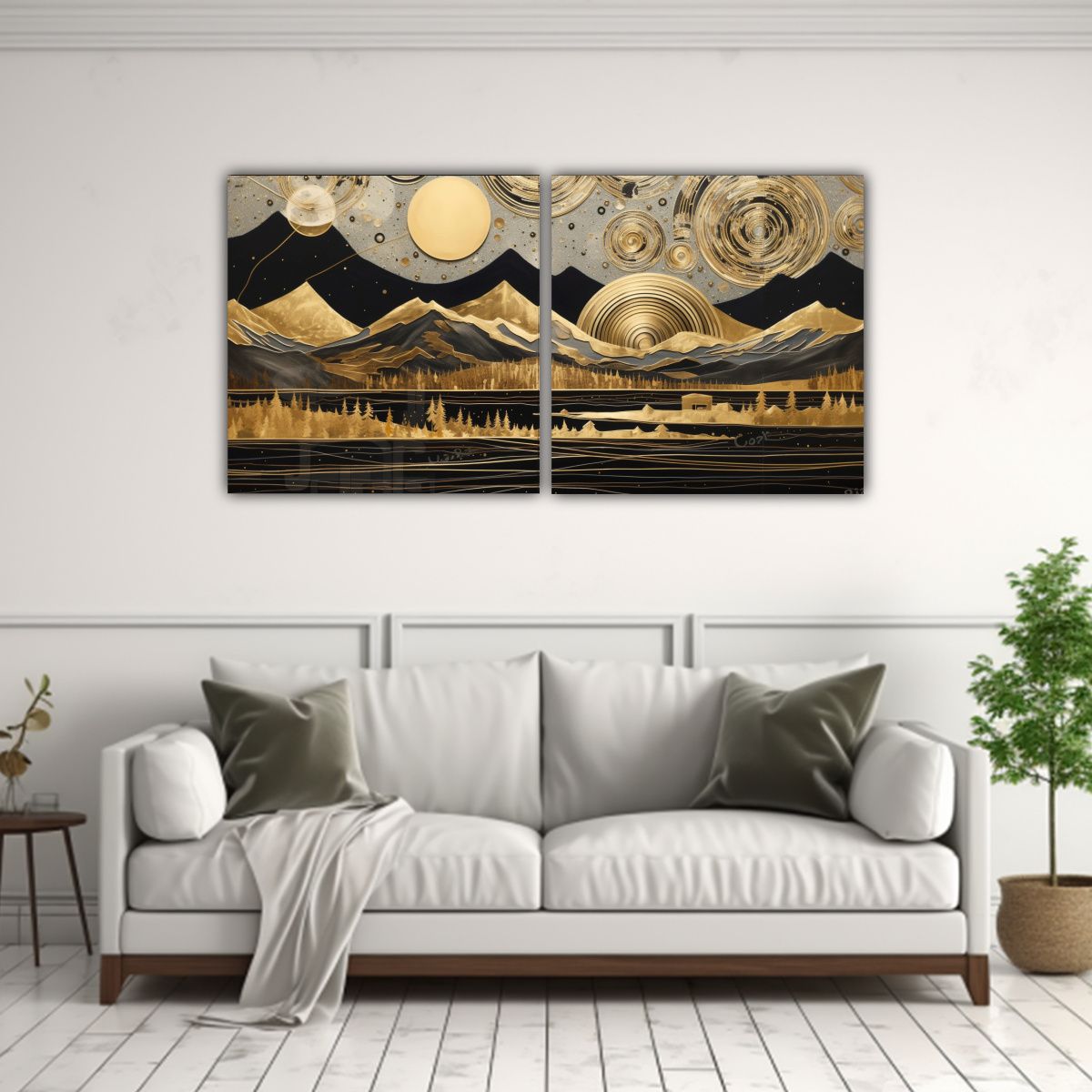 GENERICO - Cuadros Arte Grafico Con Luna Y Montañas En La 60x30 Cm