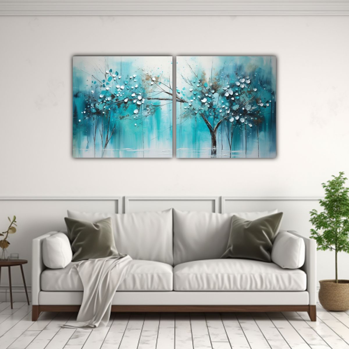 GENERICO - Pintura En Turquesa Y Plateado Para Decoración 100x50 Cm