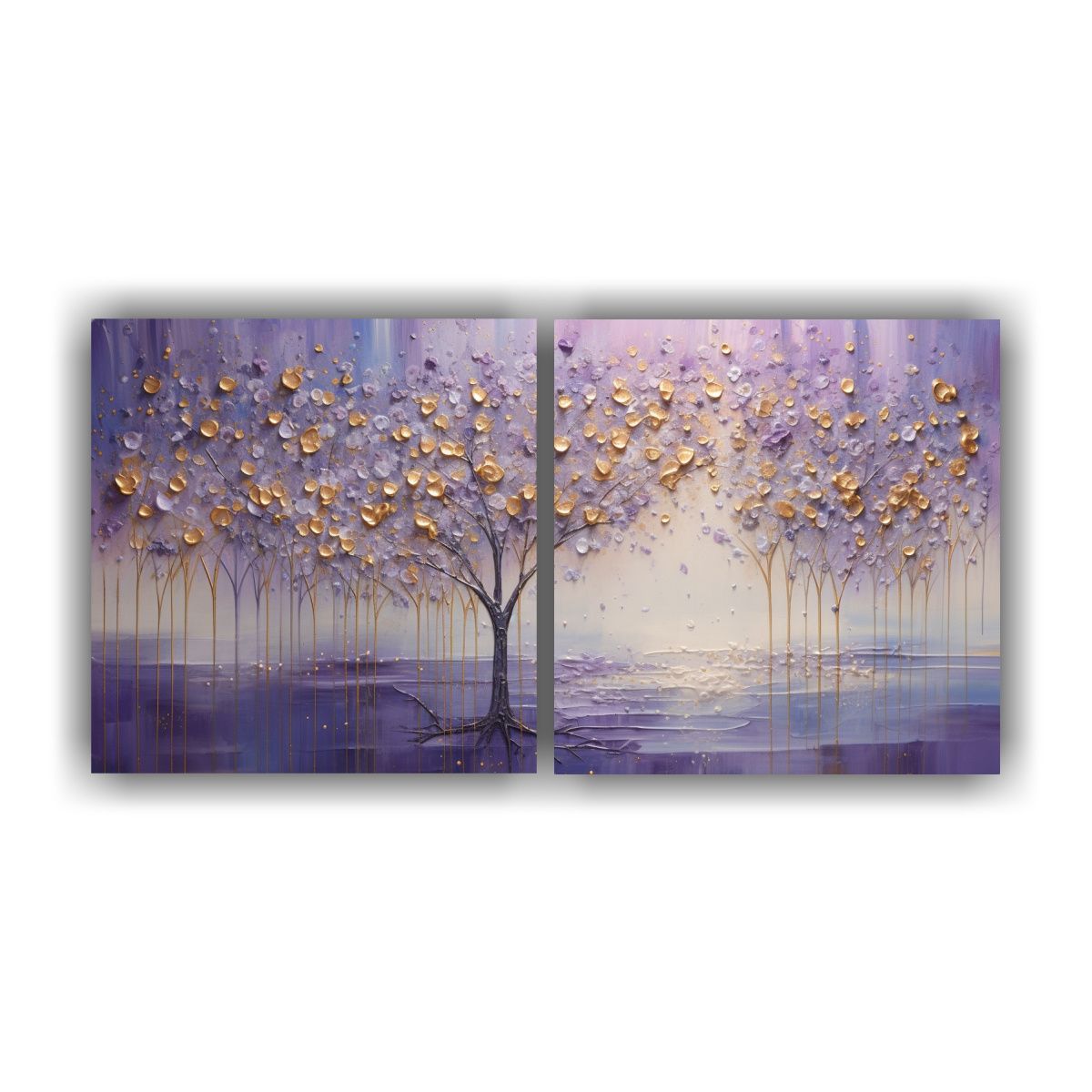 GENERICO - Pintura De Pared Creativa En Morado Y Dorado En 100x50 Cm