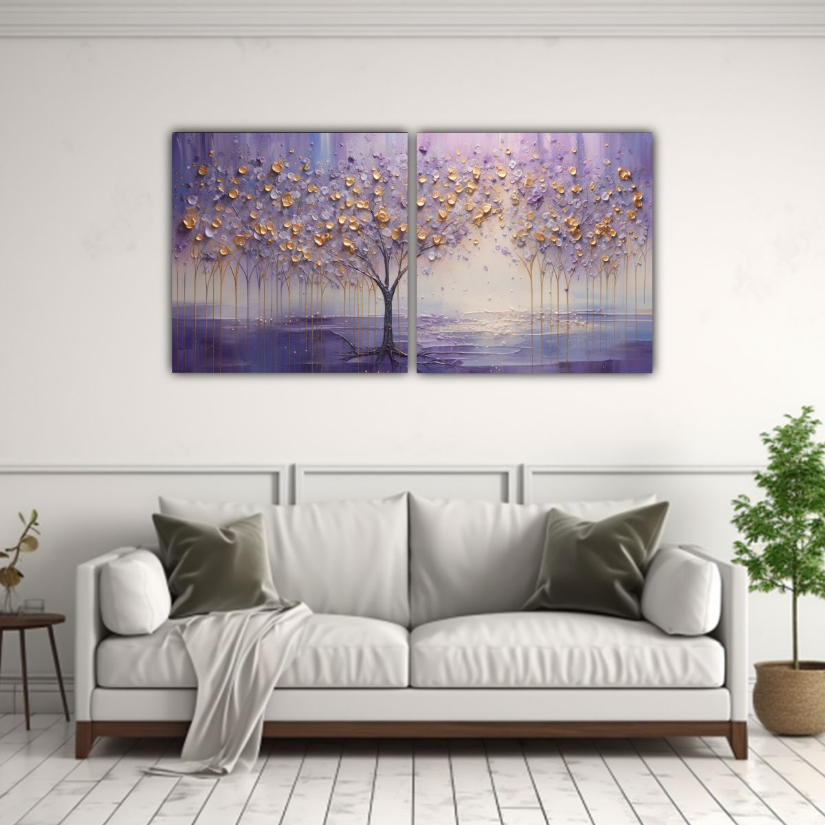 GENERICO - Pintura De Pared Creativa En Morado Y Dorado En 100x50 Cm
