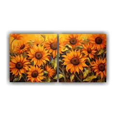GENERICO - Conjunto De Telas Con Cuadro De Girasoles 80x40 Cm