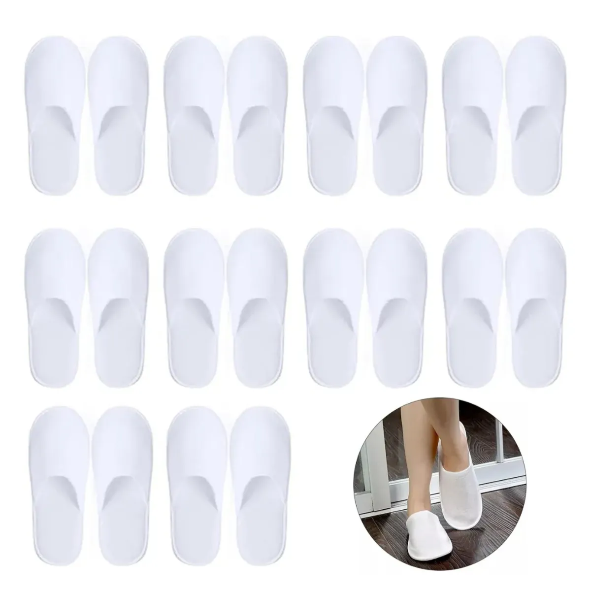 ATURE - 10 Pares De Zapatillas Desechables Para Hoteles, Familias