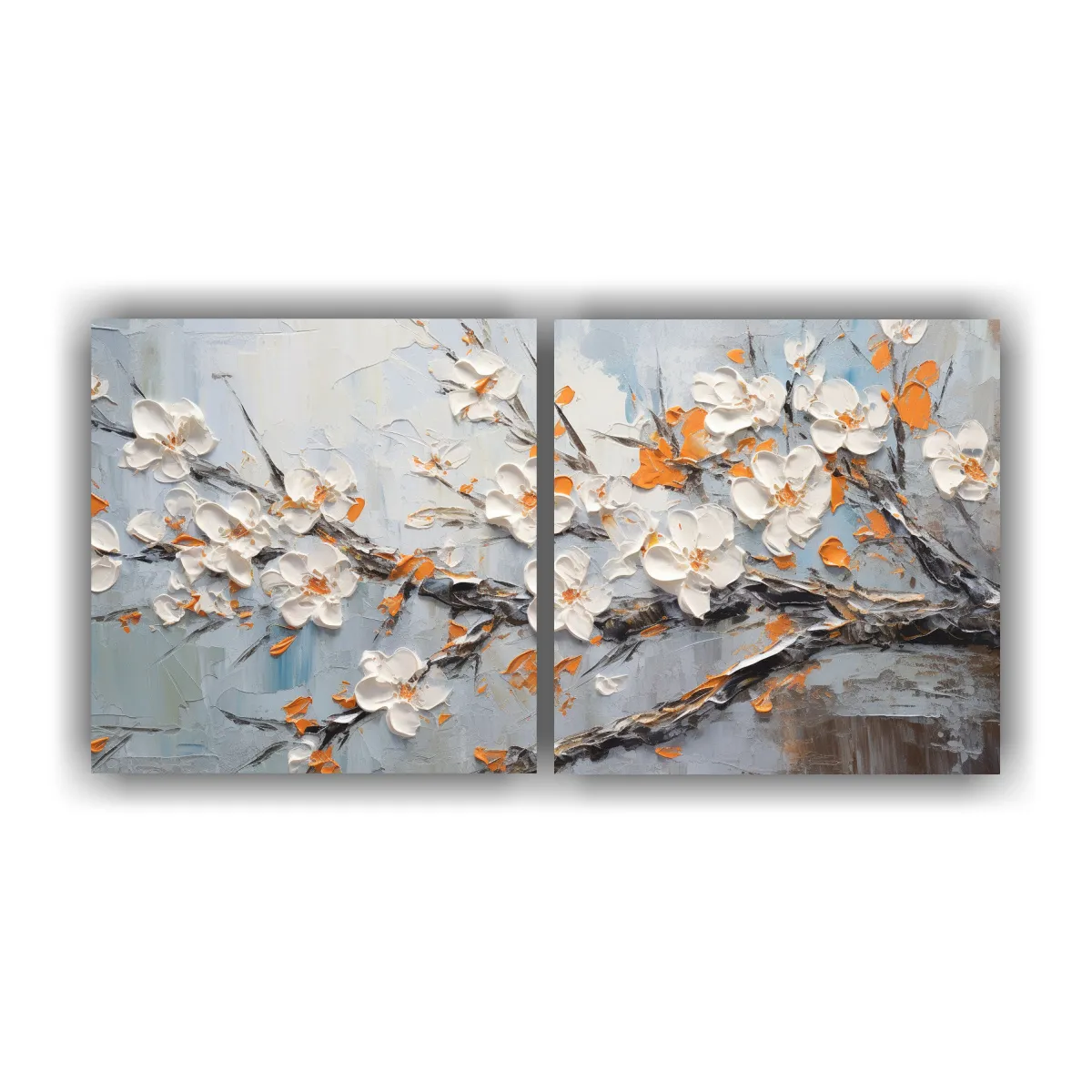 GENERICO - Pintura En Lienzo De Flores De Cerezo Naranjas 100x50 Cm