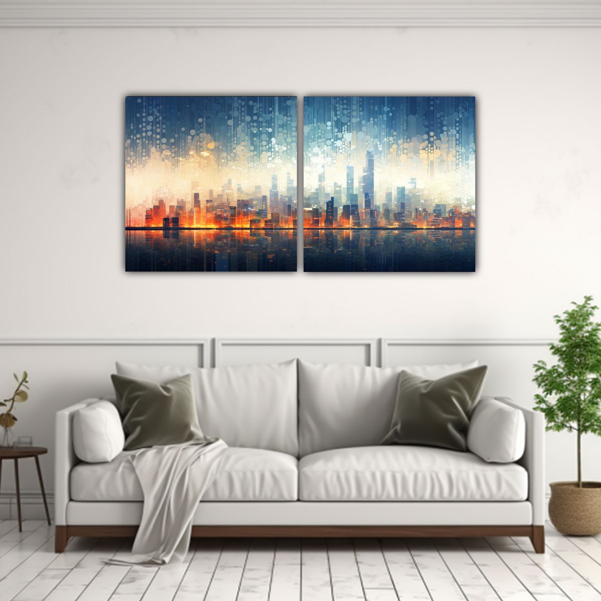 GENERICO - Cuadros Geométricos De La Ciudad Con Perspectiva 80x40 Cm