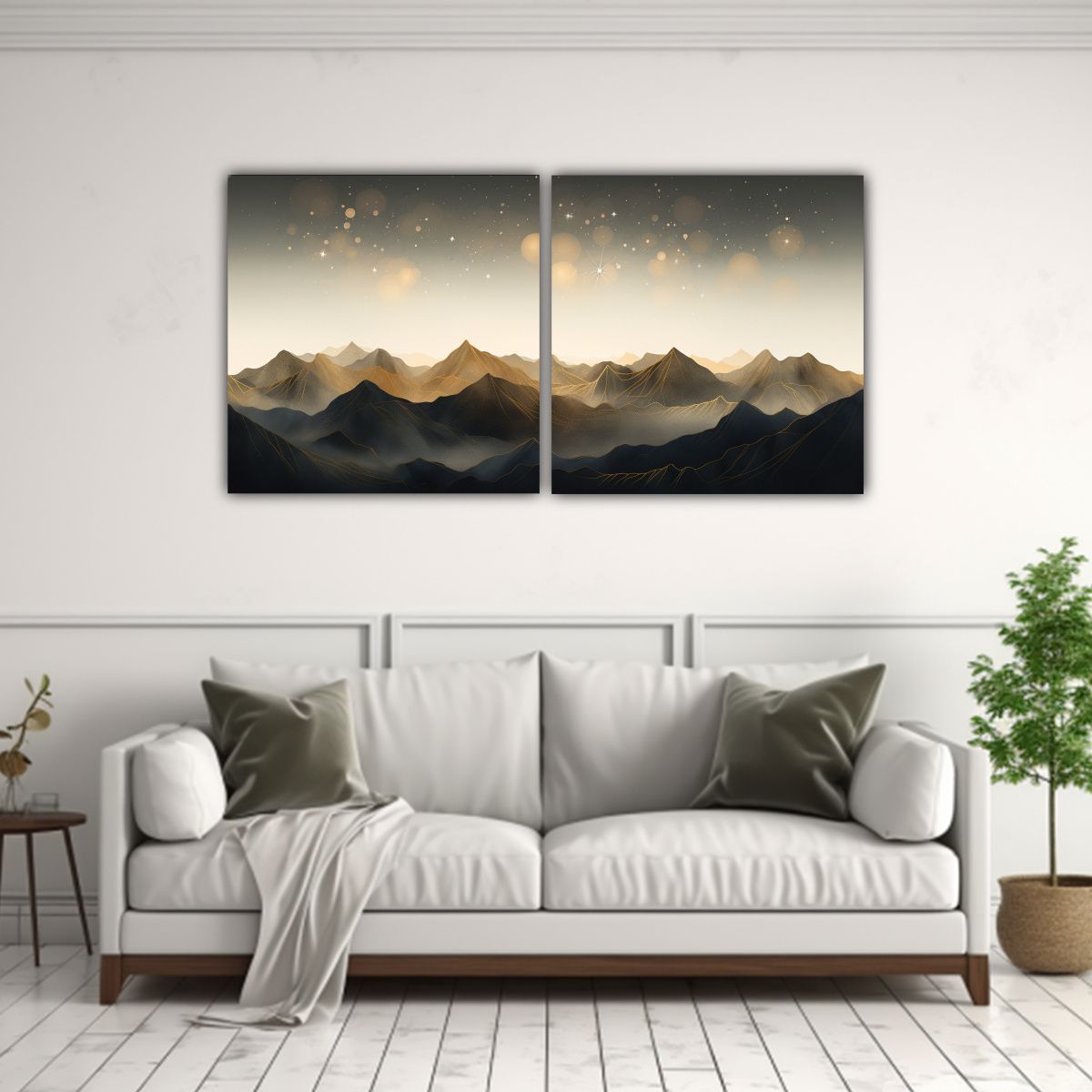 GENERICO - Paisaje Montañoso Con Estilo Elegante Dos 100x50 Cm