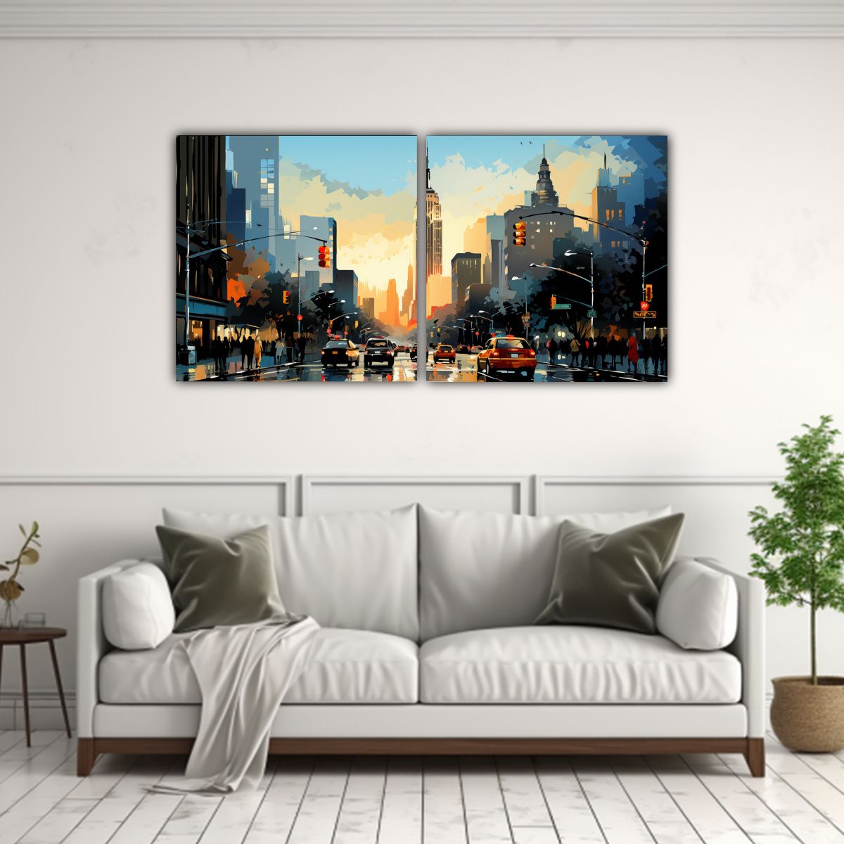 GENERICO - Diptico Horizontal Profundidad Morning NYC Estilo 100x50 Cm
